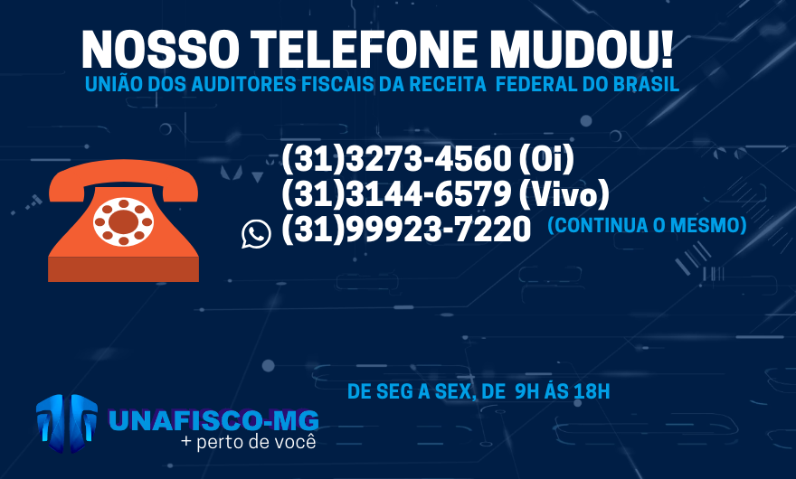 MUDOU O NÚMERO DO TELEFONE DA UANFISCO-MG